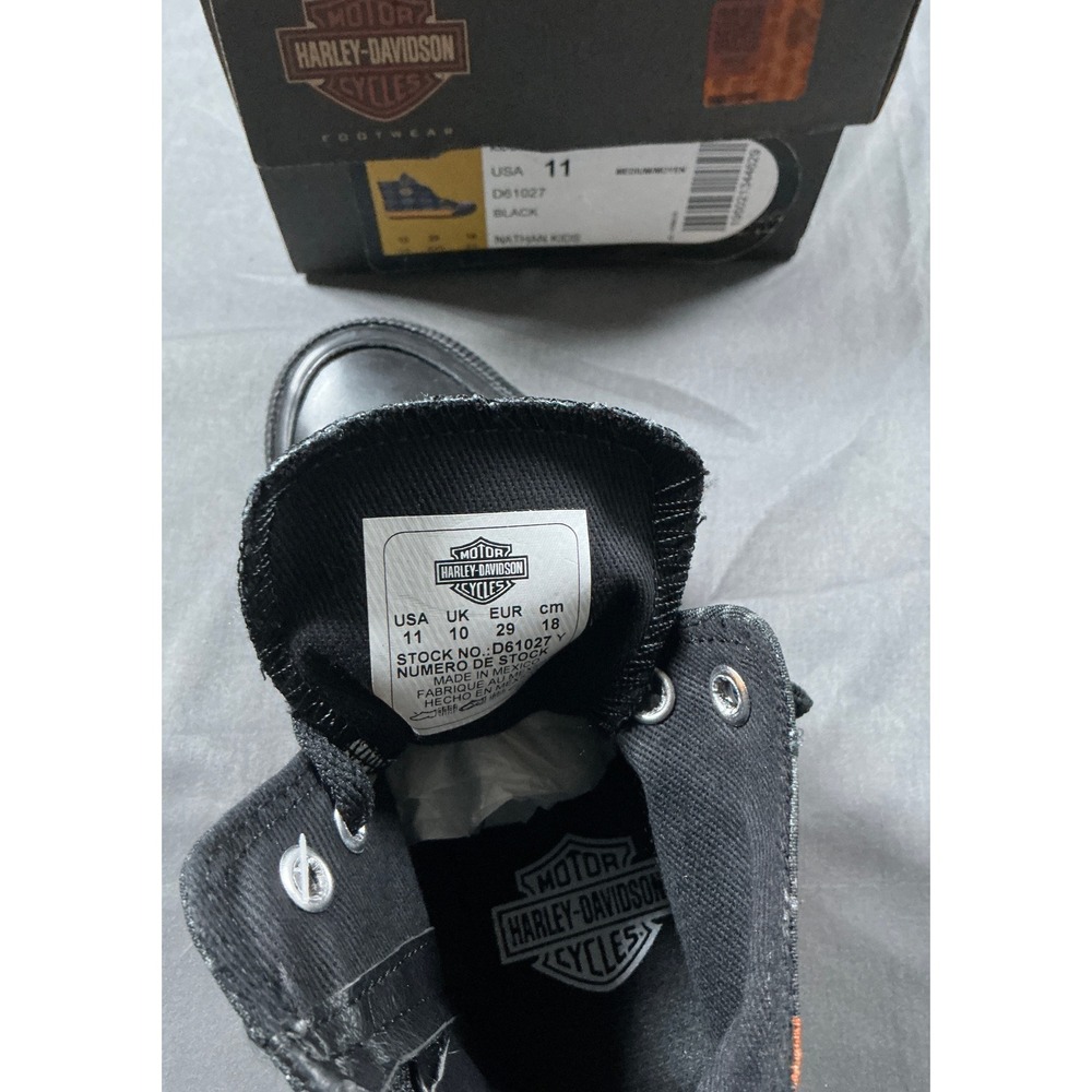 Harley-Davidson Nathan Kids Black Orange Logo High Top Sneakers D61027 Size 11 - Picture 8 of 9